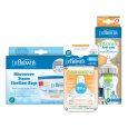 DR.BROWN’S Láhev kojenecká sklo 270ml +Savičky na láhev level-2 2ks +Sáčky na sterilizaci lahví 5ks