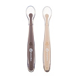 PETITE&MARS Silikonové lžičky s pouzdrem, sada 2 ks, Take&Match Sand - Cocoa 6m+