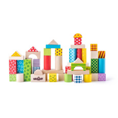 WOODY Stavebnice kostky barevné, s potiskem, 50 dílů WOODY Stavebnice kostky barevné, s potiskem, 50 dílů