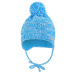 Little Angel-Čepice pletená zavazovací LA s bambulí Outlast ® - modrá melír Velikost: 1 | 36-38 cm
