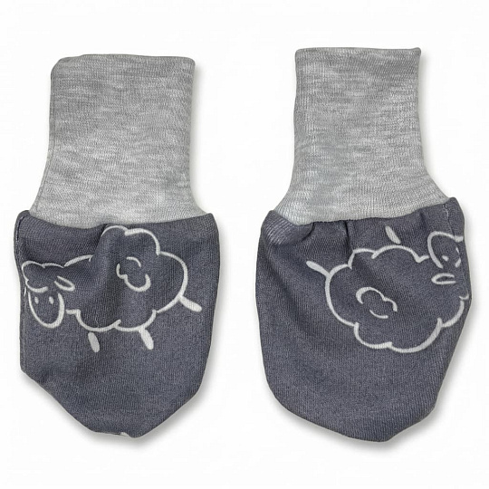 KAARSGAREN-Rukavičky bavlna 3 až 6 měsíců ovečka šedá