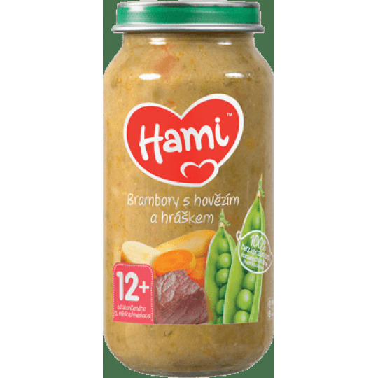 HAMI Brambory s hovězím a hráškem (250 g) - masozeleninový příkrm