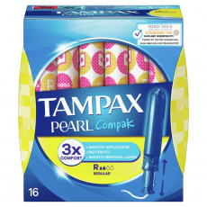 TAMPAX Pearl Compak Regular tampony s aplikátorem 16 ks TAMPAX Pearl Compak Regular tampony s aplikátorem 16 ks