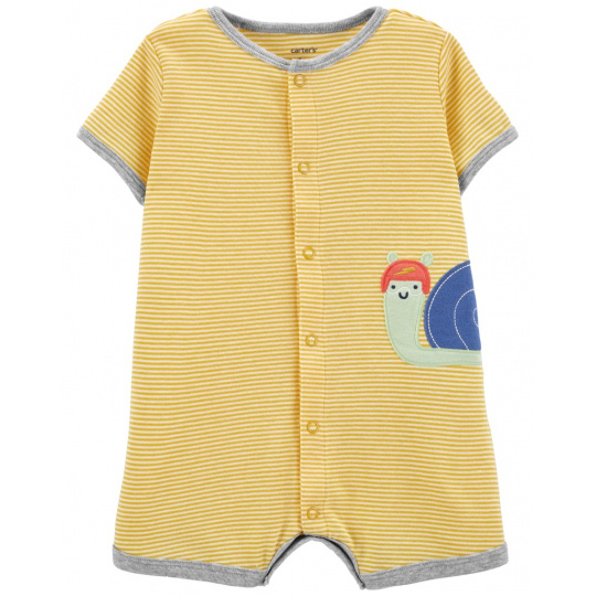 CARTER'S Overal letní krátký rukáv Yellow Snail chlapec NB/vel. 56