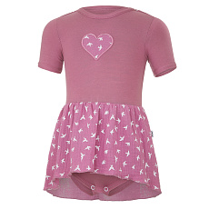 Little Angel-Body šaty tenké KR Outlast® - tm.starorůžová/tm.starorůžová vlaštovky Velikost oblečení: 92