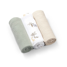 BABYONO Pleny mušelínové Super Soft 3 ks, Green 70 x 70 cm BABYONO Pleny mušelínové Super Soft 3 ks, Green 70 x 70 cm