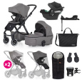 PETITE&MARS SET Kočárek 4v1 ICON Dove Grey XXL AIR + CYBEX Aton B2 i-Size