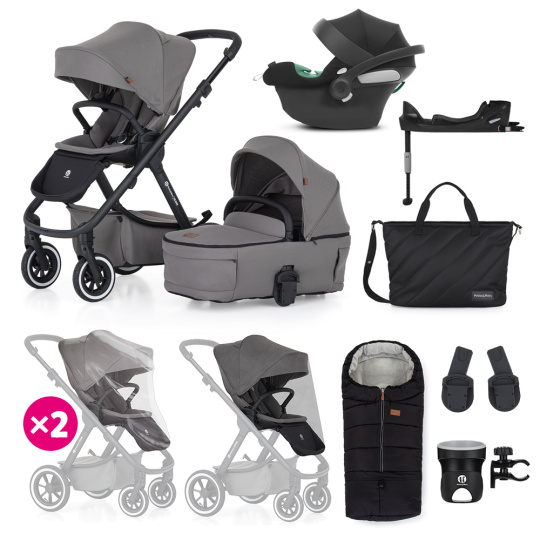 PETITE&MARS SET Kočárek 4v1 ICON Dove Grey XXL AIR + CYBEX Aton B2 i-Size