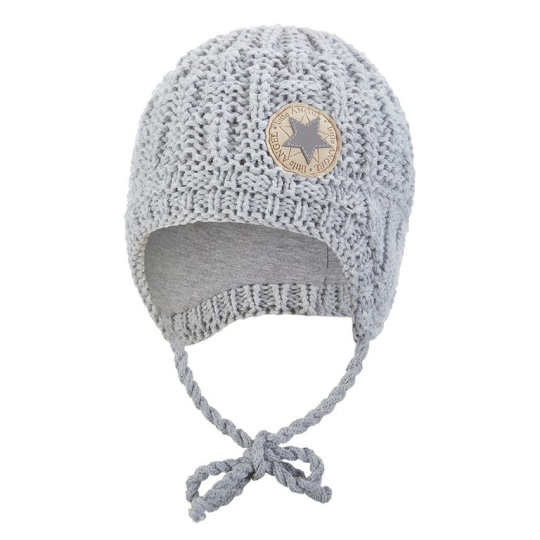 Little Angel-Čepice pletená zavazovací sloupky Outlast ® - sv.šedá Velikost čepic: 1 | 36-38 cm