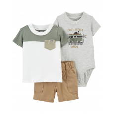 CARTER'S Set 3dílný triko kr. rukáv, body kr. rukáv, kraťasy Brown Grey kluk NB/vel. 56 CARTER'S Set 3dílný triko kr. rukáv, body kr. rukáv, kraťasy Brown Grey kluk NB/vel. 56