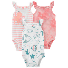 CARTER'S Body bez rukávů Pink Ocean holka 3ks NB/ vel. 56 CARTER'S Body bez rukávů Pink Ocean holka 3ks NB/ vel. 56