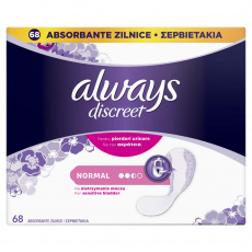 ALWAYS DISCREET Normal Vložky Inkontinenční vhodné také při úniku moči 68 ks ALWAYS DISCREET Normal Vložky Inkontinenční vhodné také při úniku moči 68 ks