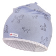 Little Angel-Čepice podšitá Outlast® - modrá pes/pruh bílošedý melír Velikost čepic: 3 | 42-44 cm