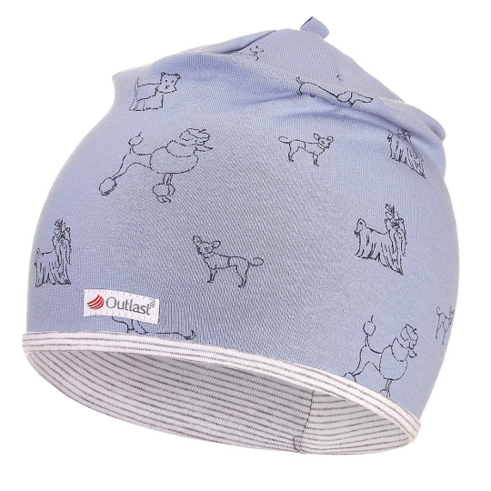 Little Angel-Čepice podšitá Outlast® - modrá pes/pruh bílošedý melír Velikost čepic: 3 | 42-44 cm