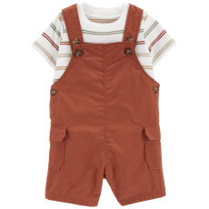 CARTER'S Set 2dílný triko kr. rukáv, kraťasy na kšandy Brown&Color Stripes kluk 6m CARTER'S Set 2dílný triko kr. rukáv, kraťasy na kšandy Brown&Color Stripes kluk 6m