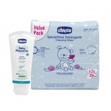 CHICCO Krém na dětský zadeček 100 ml + Dětské čisticí vlhčené ubrousky, 3x72 ks CHICCO Krém na dětský zadeček 100 ml + Dětské čisticí vlhčené ubrousky, 3x72 ks