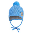 Little Angel-Čepice pletená zavazovací drobný vzor bambule Outlast® - sv.modrá Velikost čepic: 3 | 42-44 cm