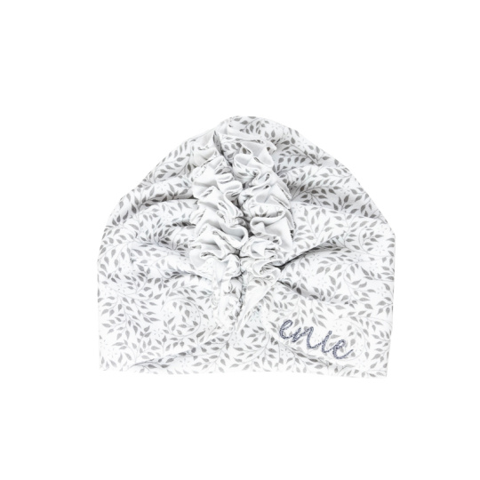 ENIE BABY Čepice dětská turban Grey Leaves Uni 12-16m