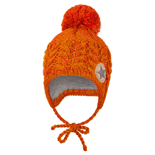 Little Angel-Čepice pletená zavazovací copánky LA Outlast ® - medová Velikost čepic: 3 | 42-44 cm