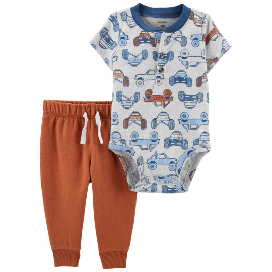 CARTER'S Set 2dílný body kr. rukáv, tepláky Brown Cars Henley kluk 12m