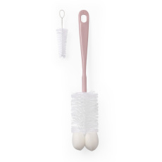 BABYONO Kartáč na kojenecké lahve s mini kartáčkem Pink