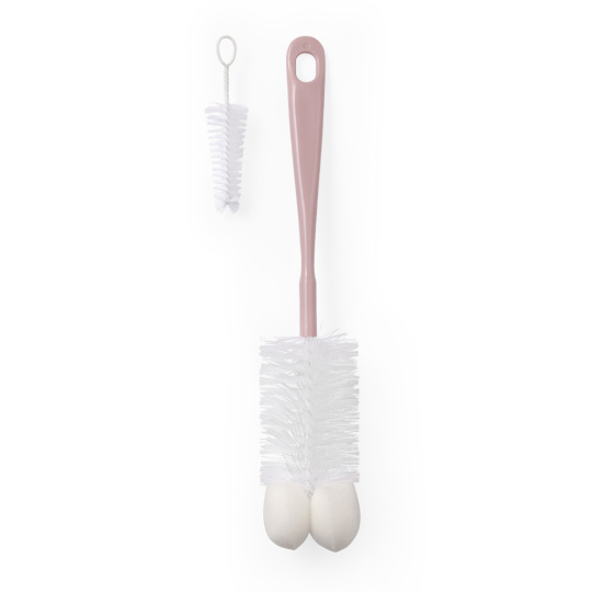 BABYONO Kartáč na kojenecké lahve s mini kartáčkem Pink