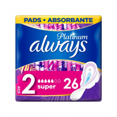 ALWAYS Platinum Super Vložky hygienické 26 ks ALWAYS Platinum Super Vložky hygienické 26 ks