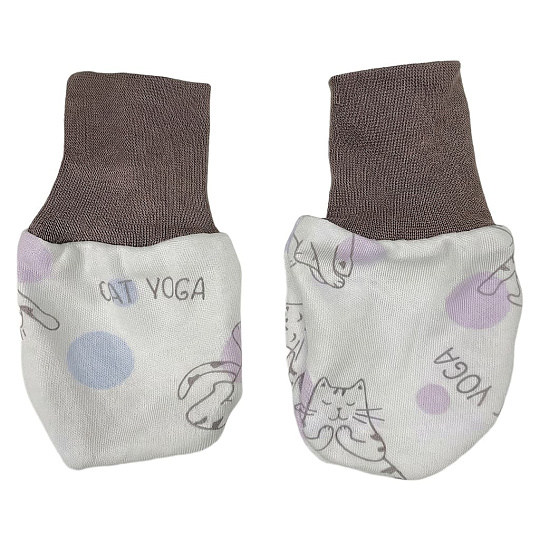 KAARSGAREN-Kojenecké rukavičky bavlněné 3–6 měsíců kočičí jóga