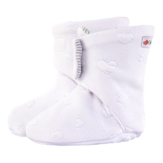 Little Angel-Bačkorky podšité Outlast® - bílá srdce/pruh bílošedý melír Velikost ostatní: 1