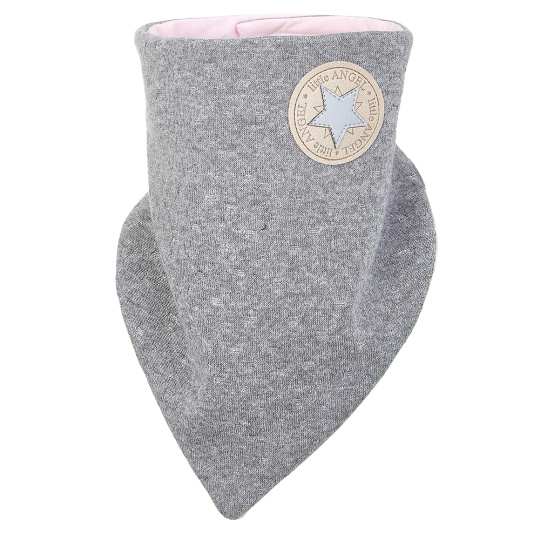 Little Angel-Šátek na krk podšitý LESK Outlast® - tm.šedý melír lesk/růžová baby Velikost: uni
