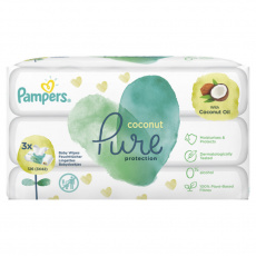 PAMPERS Harmonie Coconut vlhčené ubrousky Plastic Free 3x42 ks = 126 ks PAMPERS Harmonie Coconut vlhčené ubrousky Plastic Free 3x42 ks = 126 ks