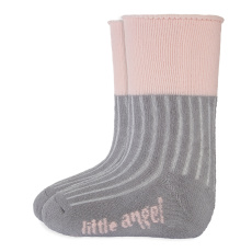 Little Angel-Ponožky froté Outlast® - tm.šedá/sv.růžová Velikost: 15-19 | 10-13 cm