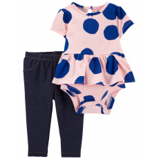 CARTER'S Set 2dílný legíny, body kr. rukáv PinkBlue Dots holka NB/ vel. S 56 CARTER'S Set 2dílný legíny, body kr. rukáv PinkBlue Dots holka NB/ vel. S 56
