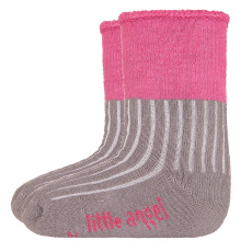 Little Angel-Ponožky froté Outlast® - tm.šedá/růžová Velikost: 15-19 | 10-13 cm