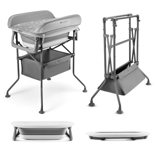 KINDERKRAFT Stolek přebalovací s vaničkou Bubbly Grey