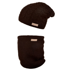 Little Angel-Set pletená čepice a nákrčník Outlast ® - černá Velikost: 6 | 54-57 cm
