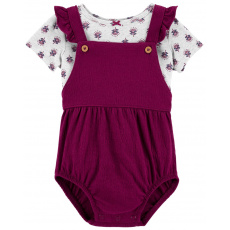 CARTER'S Set 2dílný triko kr. rukáv, kalhotky na kšandy Purple Flowers holka 3m CARTER'S Set 2dílný triko kr. rukáv, kalhotky na kšandy Purple Flowers holka 3m