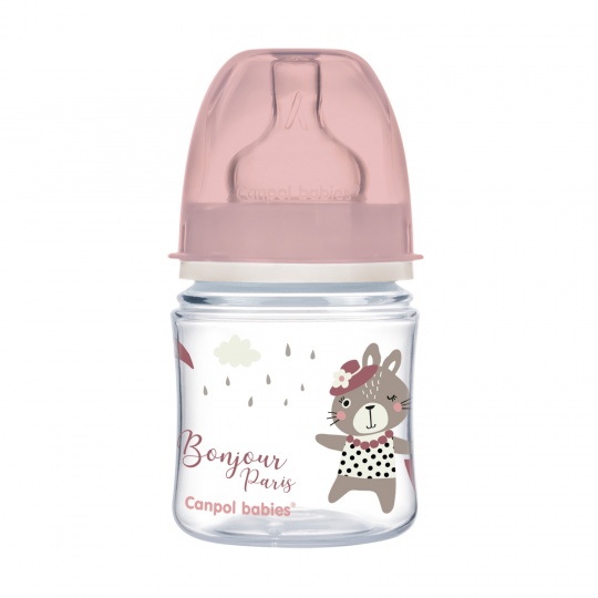 CANPOL BABIES Láhev se širokým hrdlem Bonjour Paris 120 ml růžová