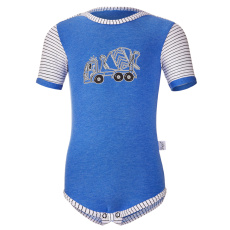 Little Angel-Body tenké KR obrázek Outlast® - modrý melír/pruh bíločerný Velikost oblečení: 80