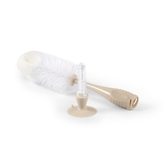 BABYONO Kartáč na lahve a savičky s přísavkou Beige BABYONO Kartáč na lahve a savičky s přísavkou Beige