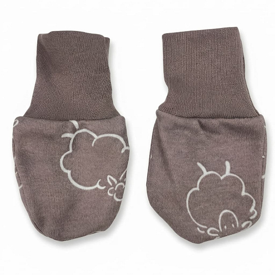 KAARSGAREN-Kojenecké rukavičky bavlněné 3–6 měsíců ovečka hnědá