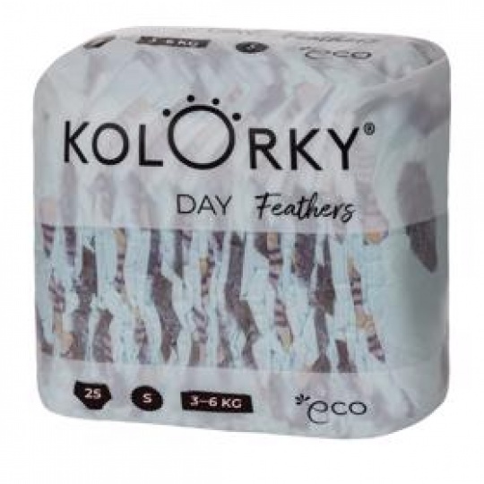 KOLORKY DAY Pleny jednorázové eko, peří S (3-6 kg) 25 ks