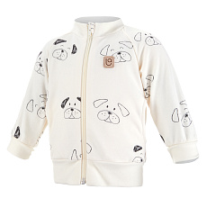 Little Angel-Mikina rozepínací - béžová pejsci Velikost oblečení: 68