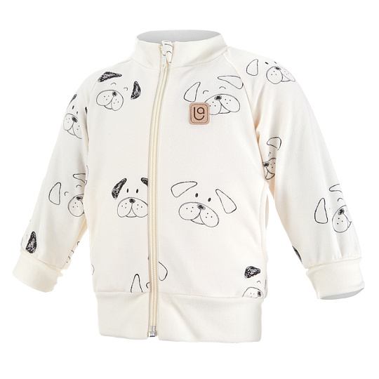 Little Angel-Mikina rozepínací - béžová pejsci Velikost oblečení: 68