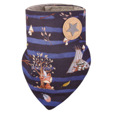 Little Angel-Šátek na krk podšitý Outlast® - tm.modrá zvířátka teepee/šedý melír Velikost: uni