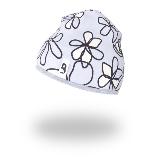 Little Angel-Čepice podšitá Outlast® - sv.šedá kytky/šedý melír Velikost čepic: 7 | 58-62 cm