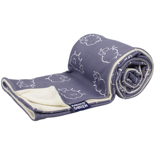 KAARSGAREN-Dětská deka bavlna / merino – šedé ovečky