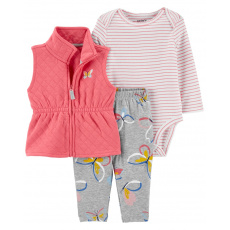 CARTER'S Set 3dílná vesta, legíny, body dl. rukáv Pink Butterfly holka NB/ vel. S 56 CARTER'S Set 3dílná vesta, legíny, body dl. rukáv Pink Butterfly holka NB/ vel. S 56
