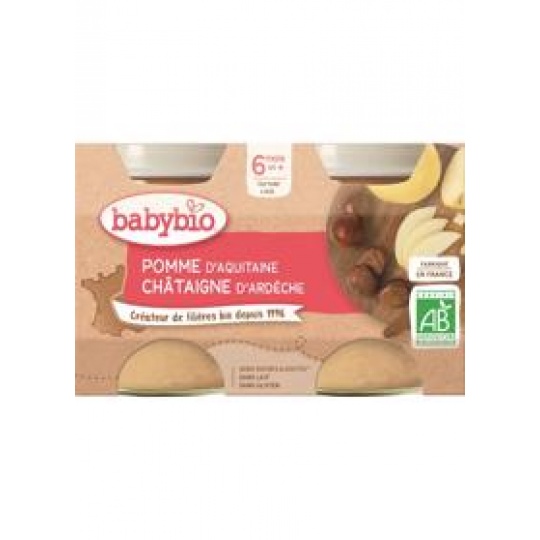 BABYBIO Jablko s kaštanovým pyré 2x 130 g