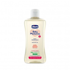 CHICCO Olej masážní s bavlnou a vitamínem E Baby Moments Sensitive 74 % přírodních složek 200 ml